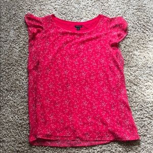 Pink floral flutter sleeve top